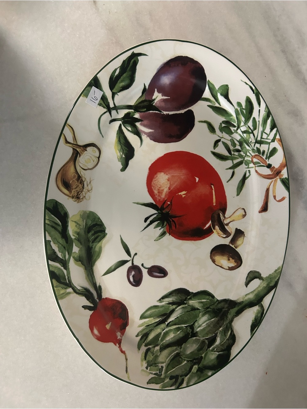 Pier 1 Fresco collection stoneware Serving Platter Plate Garden Vegetable